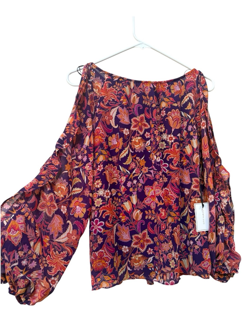 1.STATE NWT Whimsigoth Floral Cold Shoulder Balloon Sleeve Blouse S